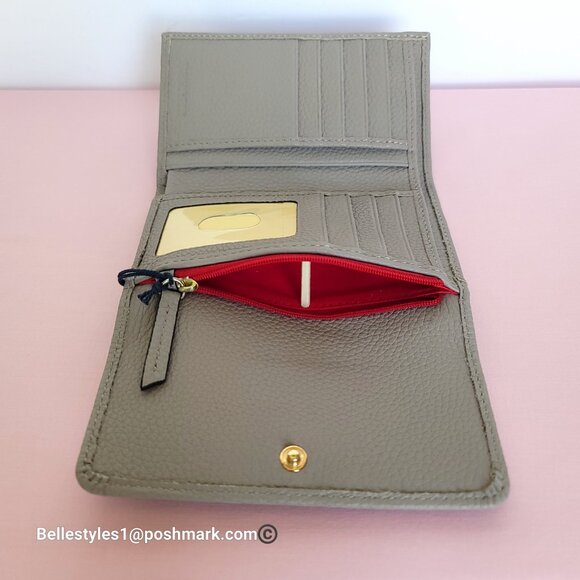 DOONEY & BOURKE Pebbled Grain Leather Medium Flap Wallet with ID Window- Taupe - Picture 12 of 16